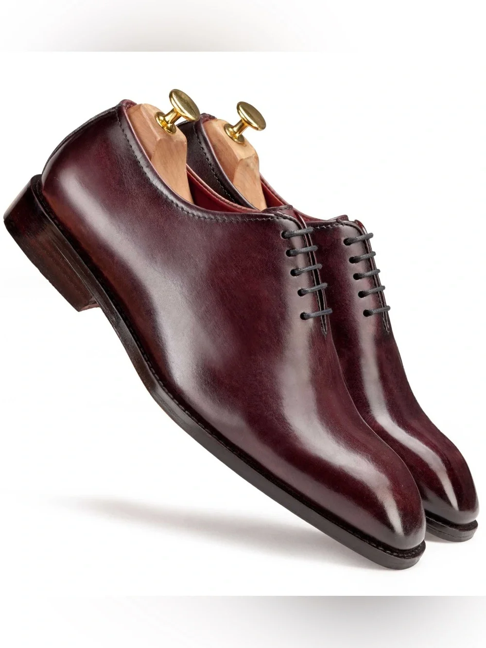 Men's Burgundy Leather Derby Dress Shoes